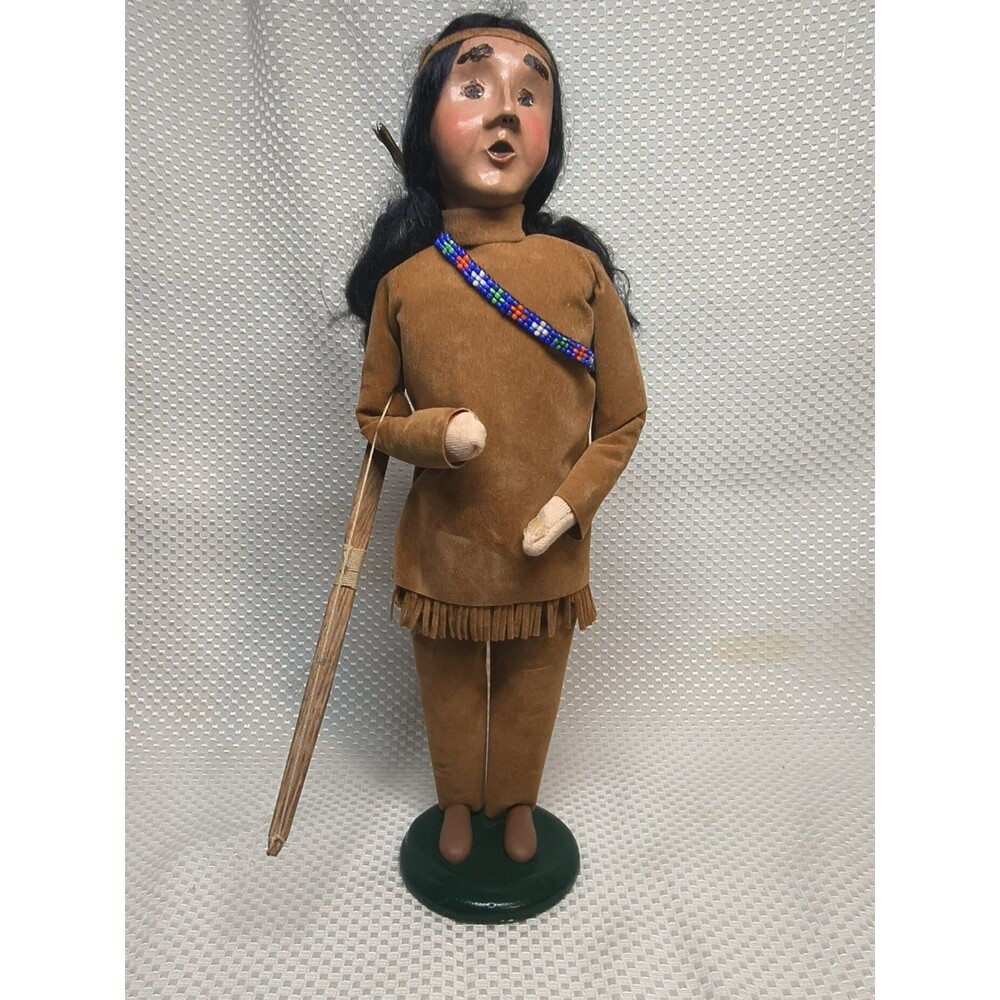 Vintage Byers Choice Carolers 2002 Native American Man Bow Arrow Thanksgiving